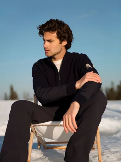 Bilde av WoolLand Tydal knitted sweater 1-2 zip man Dark Blue